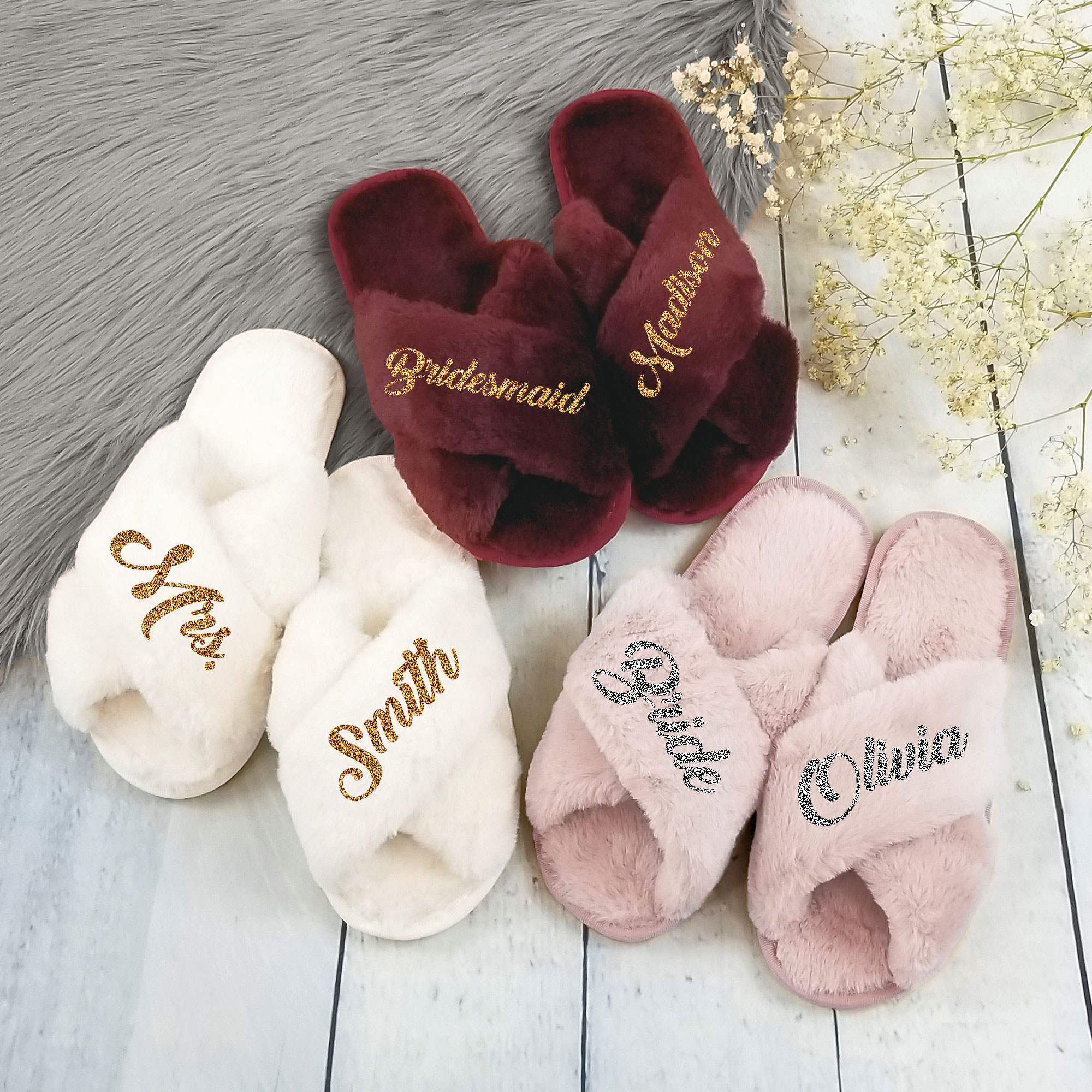 Personalized Bridesmaid Slippers